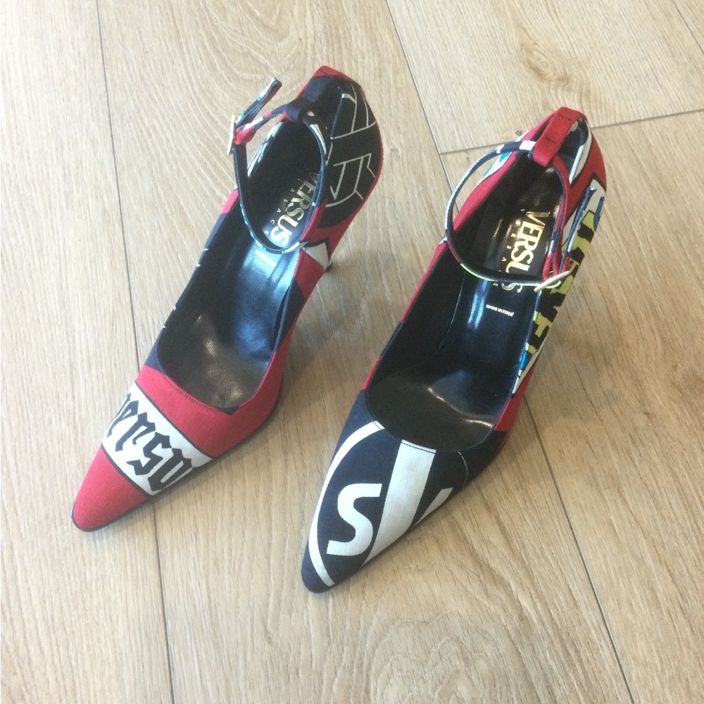 Versus Versace Red and Black Stiletto Heels